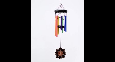 Nature's Melody windgong aluminium 55 cm lang gestemde klankbuizen Chakra Multicolor Flower of life