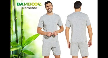 Bamboo Elements – Pyjama Heren – Shortama Heren – Grijs M - Pyjama Heren Volwassenen – Shortama’s – Pyjama Set