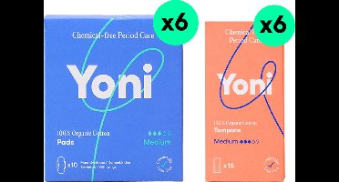 Yoni Voordeelverpakking - 96x Tampons Medium - 60x Maandverband Medium - Biologisch Katoen
