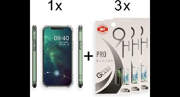iPhone Xs Max Hoesje en 3 X iPhone Xs Max Screenprotector - iPhone Xs Max Hoesje Transparant Shock Proof Case + 3 X Screen Protector Glas