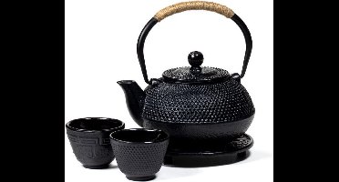 SET: Tetsubin theepot 0,6 liter met onderzetter + 2 kopjes