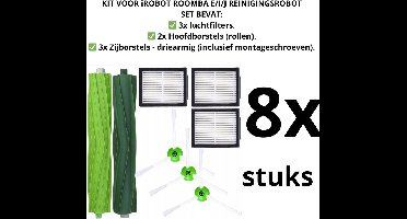 KIT VOOR iROBOT ROOMBA E/I/J REINIGINGSROBOT 8 stuks - vervanging. Een vervanging die net zo goed is als het origineel.