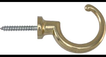 Schroefhaak Borst 28mm messing gelakt