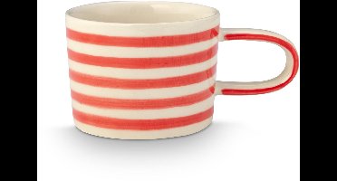 VT Wonen Mok Stripes Rood Keramiek 350 ml