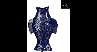 Mica Decorations vaas vis 19x9.5x26cm blauw