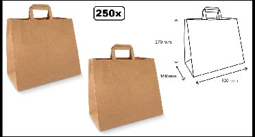 250 stuks Papieren tassen Groot kraft 32x16x27cm gerecycled