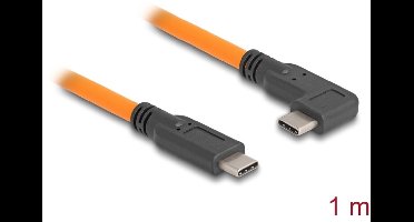 Delock USB 5 Gbps Cable USB Type-C™ male to USB Type-C™ male 90° angled for tethered shooting 1 m orange