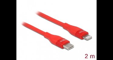 Delock Data and charging cable USB Type-C™ to Lightning™ for iPhone™, iPad™ and iPod™ red 2 m MFi