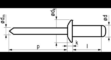 Masterfix Blindklinknagel 4,8x30mm Staal - 250 stuks