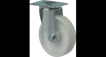 Kelfort ZWENKWIEL MET ROLLAGER 100MM WIT BEVESTIGINGSPLAAT