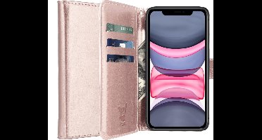 iphone 11 hoesje - iphone 11 case roségoud book cover Kunstleer wallet - hoesje iphone 11 apple - iphone 11 hoesjes cover hoes