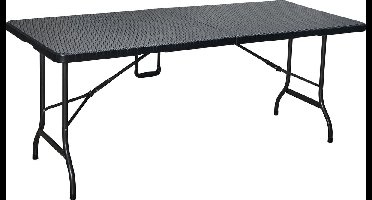 ERRO Tuintafel – Campingtafel – Inklapbare Tafel – Luxe Zwart Wicker Design – 180 x 74 cm