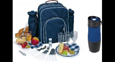 Picknicktas Hydepark met thermosbeker donker blauw