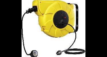 Renkforce 1300042 Kabelhaspel 22 m Zwart Randaarde haakse stekker
