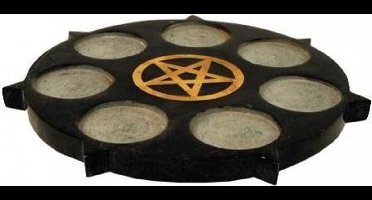 Sfeerlichthouder Pentagram zwart zeepsteen - 25 - Zeepsteen - Zwart