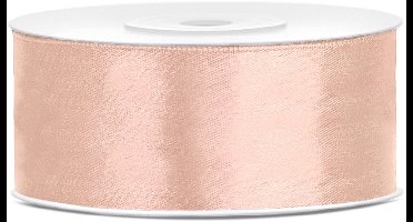 PARTYDECO - Perzik satijn lint 2,5 cm x 25 m voor bruiloften