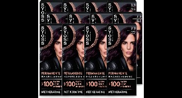 12 x SYOSS Permanent Coloration 3-3 - Haarverf - Trendy Violet - Voordeelverpakking - 12 stuks