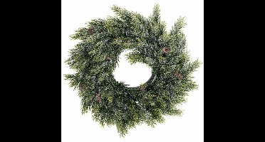 Home Styling Collection - Kunstmatige kerstkrans van dennennaalden met dennenappels, Ø 35 cm x 12 cm