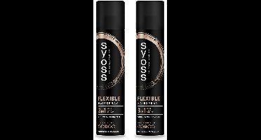 2 x Syoss - Hold & Flex - Haarspray - Flexibele Fixatie - 300 ml - Voordeelverpakking - 2 stuks