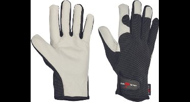 SafeWorker JEKER TL SAFE geitenleer handschoen 01010176 - 6 stuks - Wit/zwart - 11