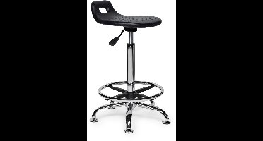 Ergonomische Stahulp Kruk Zwart Standaard (50-68cm) / met Voetsteun / Standaard wielen