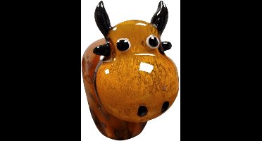 dierenbeeld koe bruin 12x7x12 cm - handgemaakt murano glas
