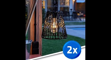 Solar tuinverlichting - Hanglamp/tafellamp buiten 'Firenze' met filament led lamp - Voordeelset 2 stuks - Op zonne-energie