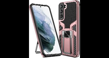 Samsung S22 hoesje magnetisch Armor Schokbestendige Rose Goud - hoesje Samsung S22 met ring houder - Galaxy S22 hoesje Armor - Samsung S22 case Ultra Slim Soft TPU Cover met kicktand