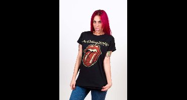 The Rolling Stones - Plastered Tongue Dames T-shirt - L - Zwart