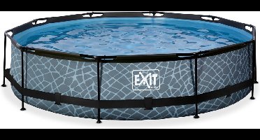 EXIT Stone Frame Zwembad ø360 - Opzetzwembad - met Filterpomp - Rond - Grijs