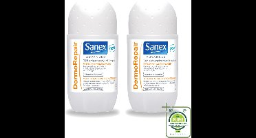 2 x Sanex Advanced - Dermo Repair - Deodorant Roller - 24h Anti-Transpirant - 0% Alcohol - 50 ml - Grootverpakking - 24h Anti-transpirant - Huidherstel - Huidverzorging - Deodorant Roller - Anti-geur
