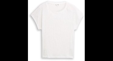 Tom Tailor - T-shirt in materiaalmix - Maat XS - Whisper White