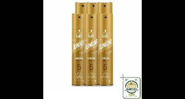 6 x Taft - Mega Strong 5 - Junior Haarspray - Extra sterke hold voor kids - 250 ml - Haarspray Voor Kinderen - Milde Haarspray - Sterke Fixatie - Haarspray 250 Ml - Vegan Haarspray