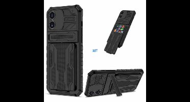 Green On Armor Card Holder Anti Shock Case for iPhone XS Mas - Zwart
