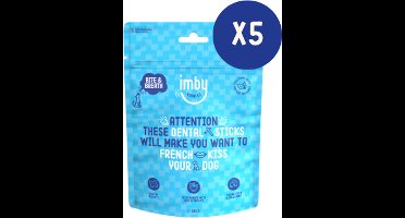 Imby Dental Sticks Hondensnacks - 5 X 100 gr - Hondensnoepjes met munt en peterselie - kauwstaafjes Hond - Kauwsnacks voor hond - Hypoallergeen - 500gr
