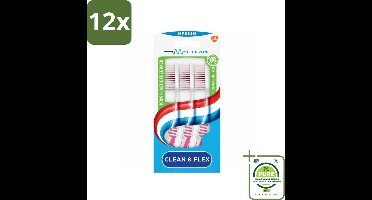 Aquafresh Tandenborstel Clean & Flex Medium 3 stuks per verpakking - Voordeelverpakking - 12 stuks - Tandenborstel - Tandenborstel medium