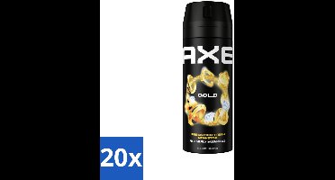 20 x Axe - Deodorant Bodyspray - 48hrs Fresh - Gold - Oud Wood & Fresh Vanilla - 150 ml - 48 Uur Geurbeleid - Deodorant Bodyspray - Oud Hout Geur - Donker Vanille - Geurbestrijdende Zinktechnologie