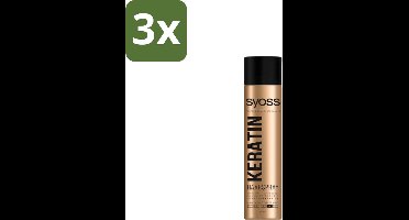 3 x Syoss – Haarspray – Keratin Hold 4 – 400 ml - Haarspray Keratine - Keratine Hold - Haarspray Level 4 - Haarspray Voor Langdurige Styling - Haarspray Met Keratine