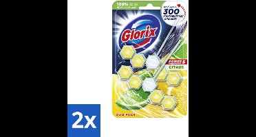 2 x Glorix - Power 5 - Toiletblok - Citrus - Langdurige Frisheid - 2 Blokken - Toilet Schoonmaak - Toiletblok - Toilet Reiniging - Citrusgeur - Kalk Verwijderaar