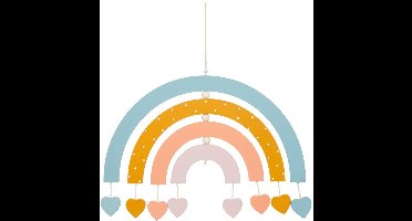 Wanddecoratie voor kinderen met regenboog, van hout en katoen MALAK
