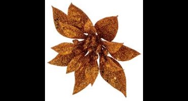 Cosy @ Home Kerstroos Clip Glitter Koper D15cm Kunst