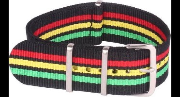 Premium Green Yellow Red - Nato strap 22mm - Stripe - Horlogeband Groen Geel Rood