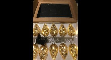Kerstverlichting Goud doorzichtig glas 10 lampen