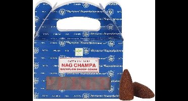 Zentana  Satya Backflow Wierook Kegels - Nag Champa - Holle Wierookkegels - 24 Stuks