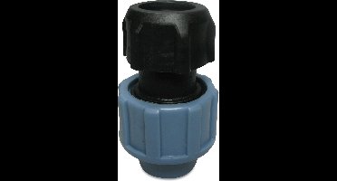 Unidelta Aansluitstuk PP 25 mm x 3/4" knel x binnendraad 16bar zwart/blauw DVGW/KIWA/WRAS