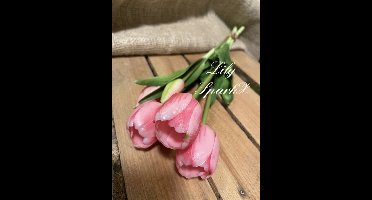 Kunstbloem Tulp - Fuchsia - Romantisch - Palm pasen - Real touch tulpen - 43 cm - Boeket Kunstbloemen - Pink Kunst bloem - Sally - Roze - Interieur - Sfeer - Voorjaar - Pasen - Paasdecoratie - Bloemen - Moederdag - Oma - Decoratief - Deco - Decoratie