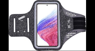 Hoesje Geschikt voor Samsung Galaxy A53 hardloop telefoonhouder – armband - sportband - van stof - Zwart