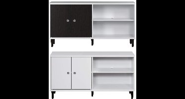 Evolution TV-meubel 2 deuren, 2 planken wit, zwart.