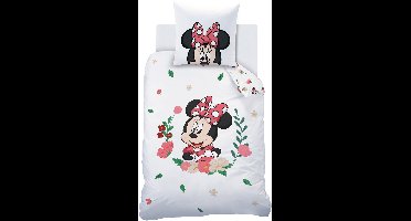 Disney Minnie Mouse Dekbedovertrek Flower - Eenpersoons - 140 x 200 cm - Katoen