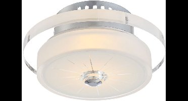 Plafondlamp chroom keukenlamp rond LED plafondlamp glas gangverlichting, 9W 710lm warm wit, DxH 20 x 10,5 cm